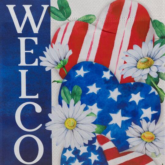 18" Stars & Stripes Hearts Patriotic Americana Garden Flag